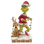 Enesco Jim Shore Dr Seuss 6010779 Grinch and Max Tiptoeing Wrapped in Lights Figurine