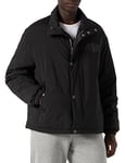 Armani Exchange Men's Snap Fastener, Front Logo, Back Print Jacket, Black, L