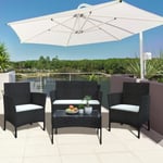 Meubles de Jardin - BIGZZIA - Salon de Jardin en Résine Tressée - Ensemble de 4 avec 2 Fauteuils, 1 Canapé 2 Places et 1 Table Noir