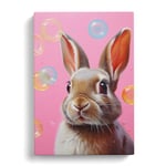 Rabbit Bubble Gum Painting No.2 Canvas Print for Living Room Bedroom Home Office Décor, Wall Art Picture Ready to Hang, 30x20 Inch (76x50 cm)