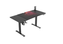 Ultradesk Level V2 Bureau d'ordinateur, Bureau de Jeu et Table de Travail avec réglage électrique de la Hauteur | Mémoire Interne pour 2 réglages | Tapis de Souris XXL, Patin Rouge, 140x68 cm