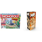Monopoly Junior Board Game, 2-Sided Gameboard, 2 Games in 1, Game for Younger Children & Hasbro Gaming Jenga Classic, Children's game that promotes reaction speed from 6 years