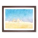 Giza Necropolis Pyramids In Egypt Painting Modern Art Framed Wall Art Print, Ready to Hang Picture for Living Room Bedroom Home Office Décor, Walnut A2 (64 x 46 cm)