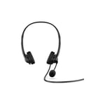 Casque Stereo HP Headset 400 Noir filaire cuir végétal idéal pour télétravail,  cuir vegan durable, prise casque universelle de 3,5