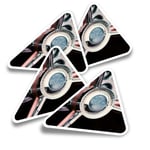 4x Triangle Stickers - Vintage Classic Car Steering Wheel #12390