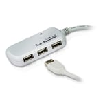 Aktiv USB 2.0 förlängningskabel USB A hane - 4x USB Hub 12 m Elfenben