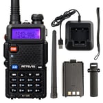 Retevis RT5R Talkie Walkie, Double Bande Talkie Walkie Longue Portée, 128 Canaux VOX, Lumière LED, Rechargeable Radio Bidirectionnelle avec FM Radio pour la Chasse, Radio Amateur(Noir, 1Pcs)