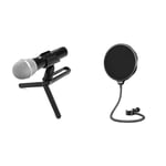 Audio-Technica ATR2100x-USB Cardioid Dynamic Microphone (ATR Series) & Aokeo Professional Microphone Pop Filter Mask Shield For Blue Yeti and Any Other Microphone