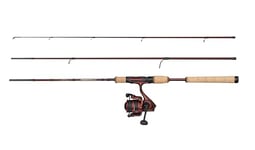 Abu Garcia Tormentor2 Travel Spinning Combo, Canne à pêche et Moulinet pour la pêche en Eau Douce du brochet et du Sandre, Solide, léger et Polyvalent, Rouge, 2.74m Canne à Vitesse modérée, 3000