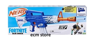 NERF Pistolet Fortnite Blue Shock Avec 10 Elite fléchettes jeu extérieur