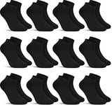 L&K-II 12 Paires de Chaussettes baskets Femme/Homme Chaussettes Courtes Footlings Coton Respirant Noir 92201 43-46