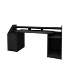 Bureau table d'ordinateur PC portable noir en bois MDF mélamine 179,8 x 90,6 cm