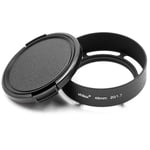 vhbw pare-soleil diffusion + capuchon pour objectif Panasonic Lumix G 20mm f/1.7 II ASPH plastique / métal noir