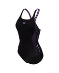 arena Women's Swimsuit Swim Pro Back Graphic LB One Piece Swimsuit Femme, Noir Lavande, 44