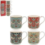 SET OF 4 WILLIAM MORRIS BERRY THIEF STACKING MUGS