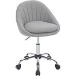 Woltu - Chaise Bureau en Lin, Chaise Coiffeuse, Chaise Pivotante, Chaise de Bureau Ergonomique, Réglable en Hauteur, Gris