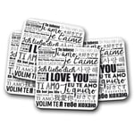 4 Set - Cute Love You Coaster - Je T'aime Ti Amo Girlfriend Wife Fun Gift #14432