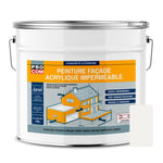 Peinture façade PROCOM crépi, façade à relief, imperméabilisation et protection des façades - Durable jusqu'à 10 ans 10 litres Calcaire (RAL 9003)