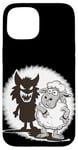 iPhone 15 Unique Comic Sheep and Wolf Shadow for a Sheep Lover Case