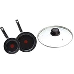 Tefal Taste, 20 cm/ 28 cm, Twin Pack, Frying Pan Set, Non Stick & MasterClass KitchenCraft Replacement Glass Saucepan Lid Designed to Fit All Saucepans and Frying Pans, 28 cm