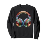 Colorful Line Art Headphones Music Singing Singer Song Sweatshirt