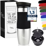 Milu Thermo Mug 370ml 450ml Insulated Mug Coffee Mug to go - 100% Leak Proof - Stainless Steel Drinking Mug - Car Mug Double Wall Insulation - Thermo Mug - Travel Mug - (Black, 450ml)