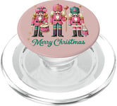 Preppy Pink Nut cracker Merry Christmas Cute Xmas Nutcracker PopSockets PopGrip for MagSafe