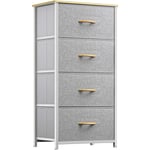 4 tiroirs, Commode Chambre Adulte en Tissu, Meuble de Rangement Chambre avec Cadre Stable en Métal, Commode Industrielle pour Chambre, Salon,