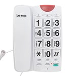 Benross 44589 Jumbo Button Landline Telephone & LED Light / Easy to Read Buttons / Adjustable Volume / Hands Free Speaker / Desk & Wall Mountable / White