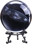 Raelf Système Solaire 3D Boule de Cristal avec Stand Clear Planet Educative Ball pédagogique modèle Cosmique Boule de Verre gravée Sphère de décoration de Bureau intérieur sculpté de Neuf planètes du