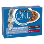 Blandad förpackning PURINA ONE Steriliserad katt 8 x 85 g - Anka, nötkött, sardiner