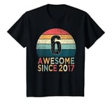 Youth 6th Birthday Vintage Retro 6 Years Old Awesome Since 2017 T-Shirt