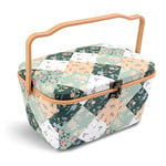 Dritz Grand panier à couture ovale vert patchwork