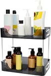 Rangement Evier Cuisine Etagères 2 Niveaux-Organisateur sous Evier en Plastique à Pieds pour Cuisine,Salle de Bain,Placard ou Bureau-Mini Etagere a Poser pour Épices,Cosmétiques & Plus