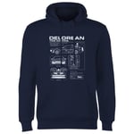 Back to the future Delorean Schematic Hoodie - Navy - XL