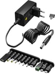 Goobay Universalnätdel 3 V - 12 V, max. 27 W, 2,25 A inkl. 11 adaptrar: 7 DC-adaptrar plus USB-C™, USB-A, USB Mini-B, Micro-USB och terminalblock