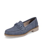 Rieker Femme Chaussures Basses 51863, Dame Mocassin,Chaussons,Semelle intérieure Amovible,Chaussures de collège,Bleu (Blau / 10),36 EU / 3.5 UK