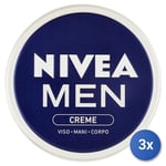 3x Nivea Hand Cream 75 Ml In Jar Men 83922 Made In Italy