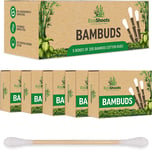 Ecoshoots Bamboo Cotton Buds - 400 Organic Cotton Wool Buds Q Tips - Biodegradab