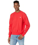 Champion Men's Crewneck, Reverse Weave, Heavyweight Fleece Sweatshirt, Team Red Scarlet Left Chest C, XS