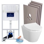 Pack wc Bâti-support + wc sans bride Integra, fixations invisibles + Abattant frein de chute + Set habillage - Villeroy&boch