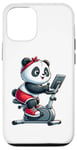 Coque pour iPhone 15 Pro Panda sur vélo d'appartement Gym Fitness Entraînement Sport