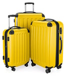 HAUPTSTADTKOFFER - Spree - Set de 3 valises, Bagages rigides, ABS, TSA, extensible, extra léger, 4 roues, (S M & L), Jaune