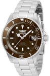 Invicta Pro Diver Stainless Steel Men's Automatic Watch, Silver / Brown - 40mm