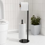 Black Toilet Paper Holder Stand,Free-Standing Toilet Paper Storage,Stainless Ste