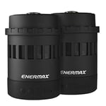 Enermax Pharoslite NOIR, 2 enceintes Bluetooth sans fil, haut-parleur stéréo HD, LED, basses puissantes, Micro SD, lampe de poche SOS, veilleuse, boussole, tasse, 6 modes RGB, batterie 6h, P 10m