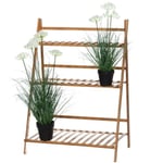 Jardinière en bambou présentoir pliable 3 niveaux pour plantes 70x40x97 cm