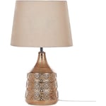 Beliani - Lampe de Chevet Rétro en Céramique Abat-jour Tambour Beige Marron Doré Wari