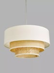 John Lewis Triple Layered Rattan Easy-to-Fit Ceiling Shade, Cream/Natural