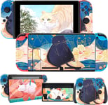 Autocollant De Protection For Switch,Anime Full Set Protective Faceplate Stickers Multicolored Mignon Pastel Film Protection Compatible Avec Nintendo Switch Console Joy-Con Dock- Chat